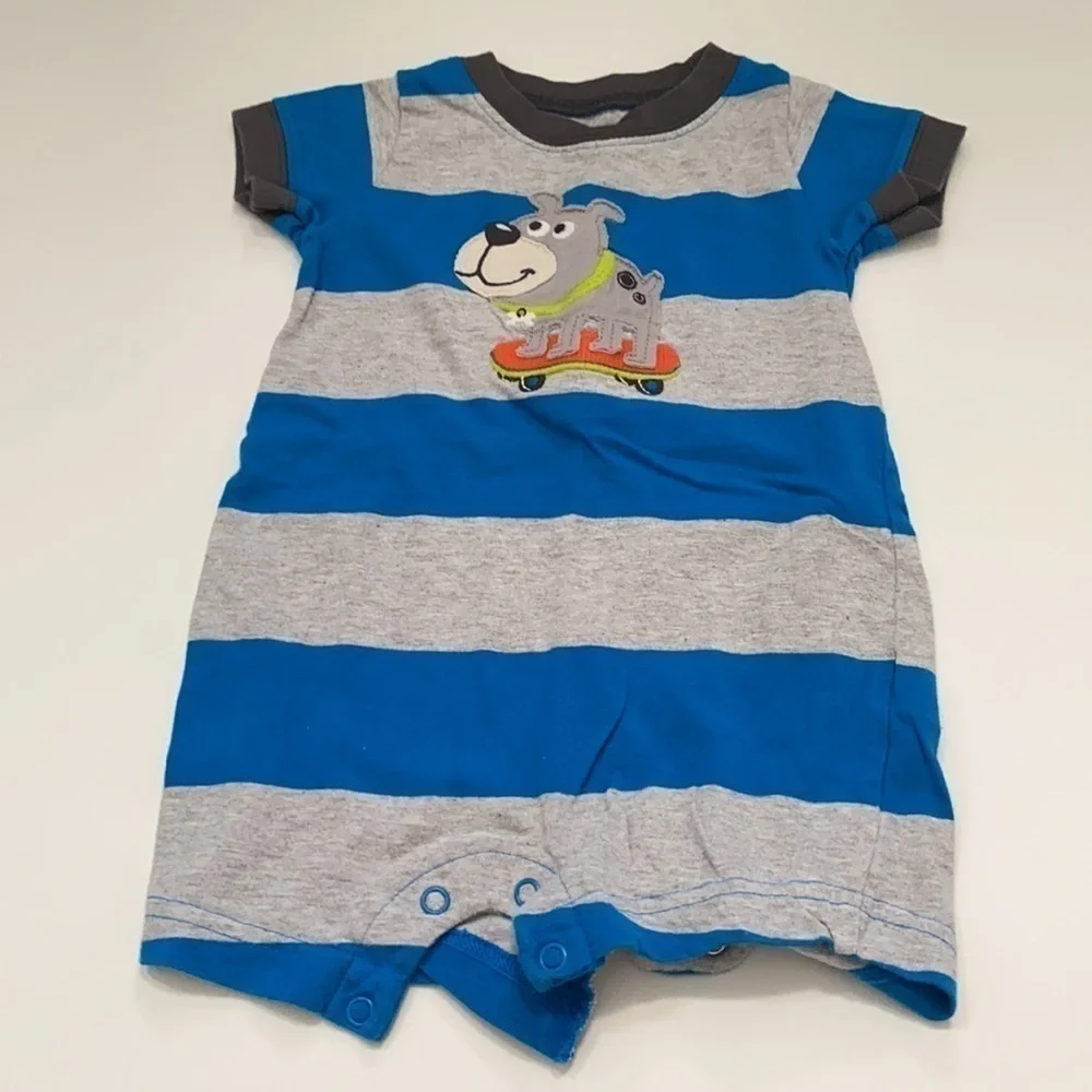 Two bodysuits 3-6M grey & blue Baby